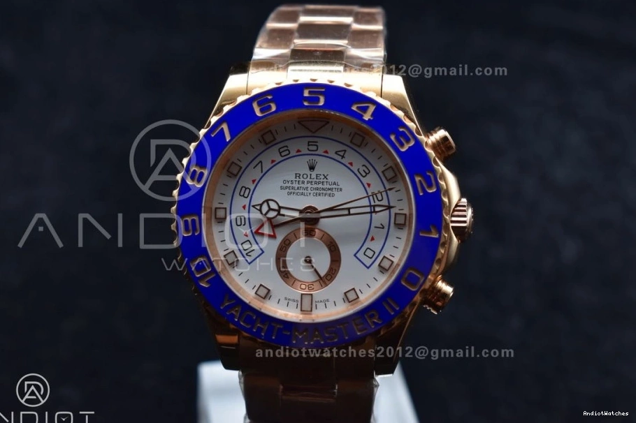 RG Ceramic Blue TopPick YachtMaster on A 1223 Edition RG Bracelet 1:1 Best 116685 II GMF 0429
